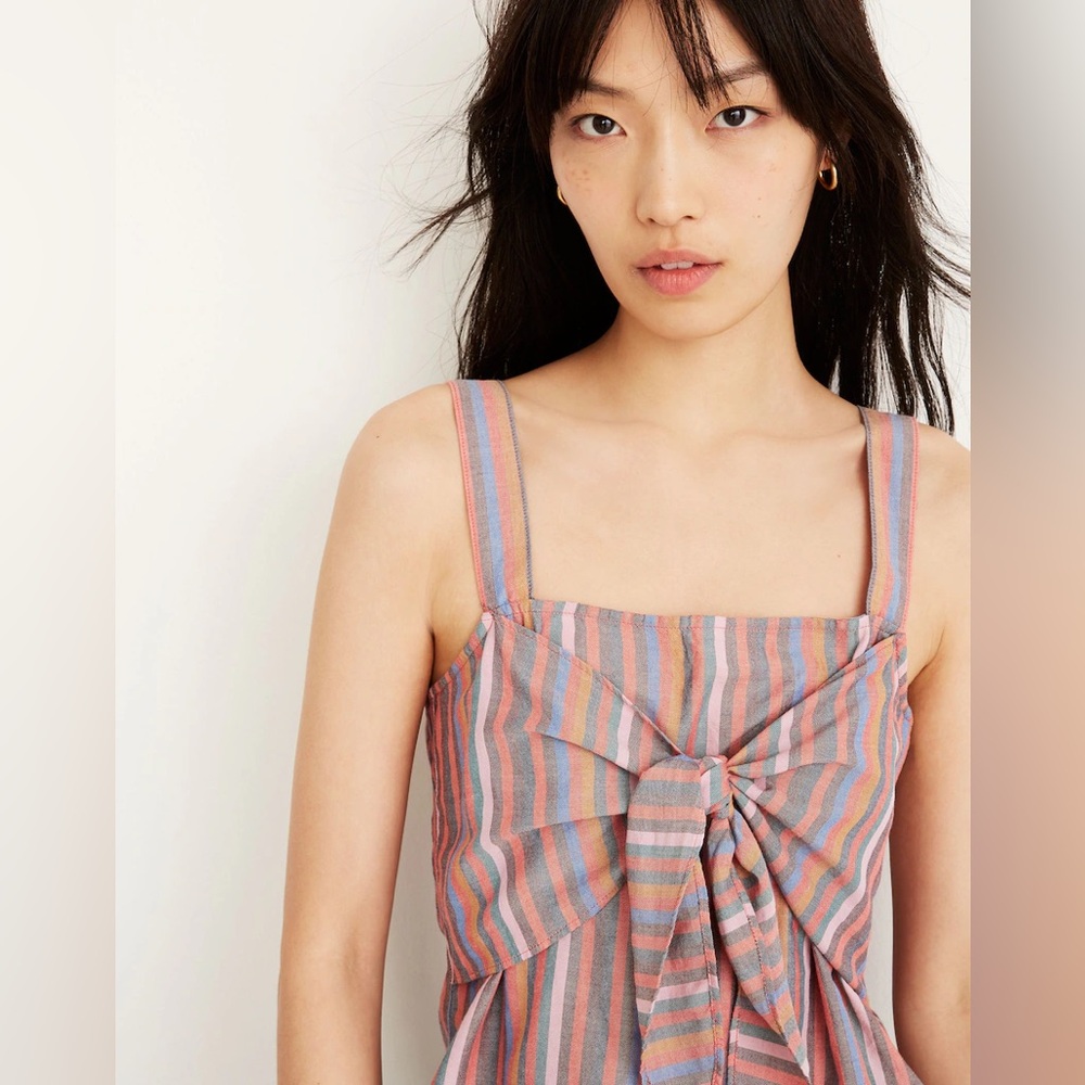 Madewell Tie-Front Cami Top in Rainbow Stripe Size 10 *NWOT*
